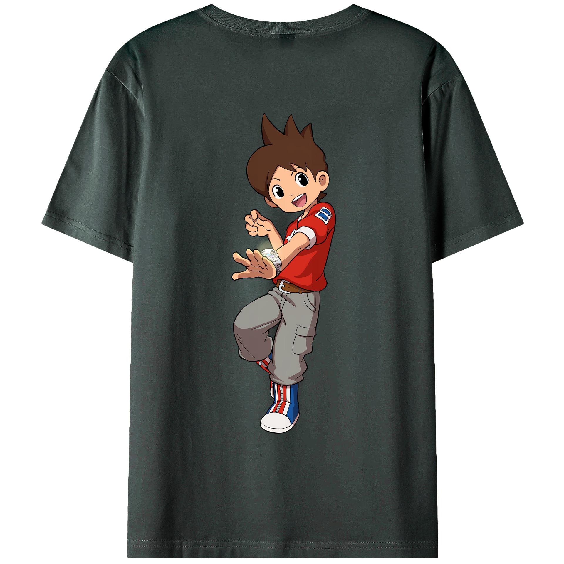 （画像用） 妖怪ウォッチ Yo-kai Watch 綿100％ メンズ半袖Tシャツ（バックプリント） 通気性